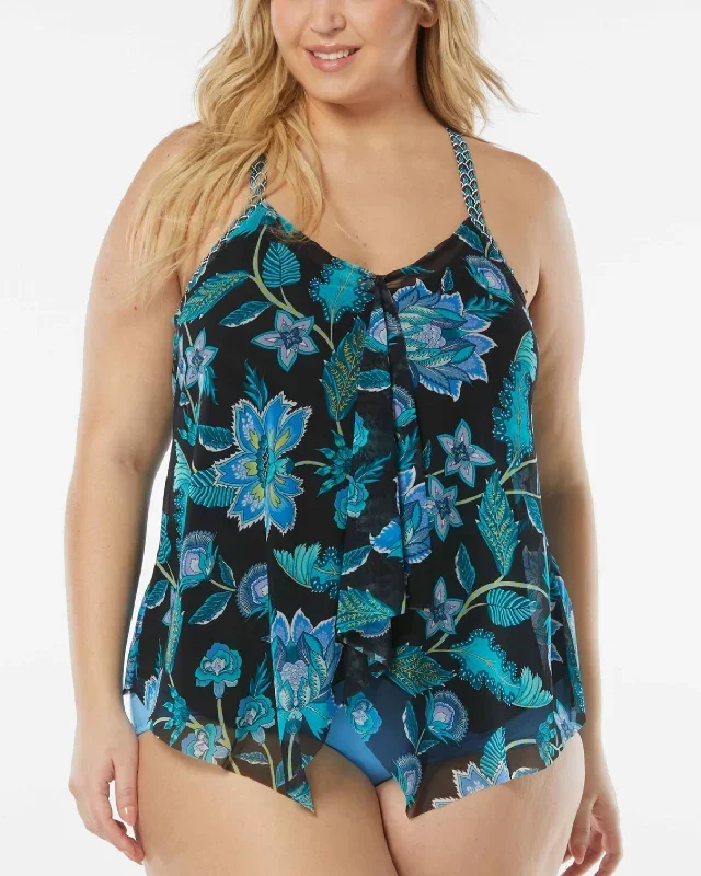 2023 Beach House Women's Plus Vineyard Floral Kerry Mesh Layer Underwire Tankini - Hw95355