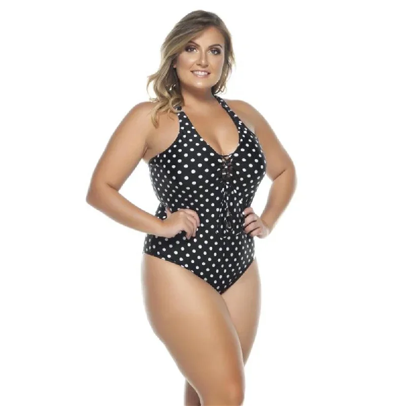 PADDED SWIMSUIT WITH CRISSCROSS DETAILING IN THE NECKLINE