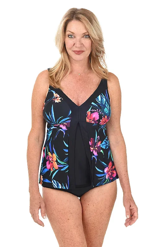 Hawaiian Floral Flyaway Tankini Top