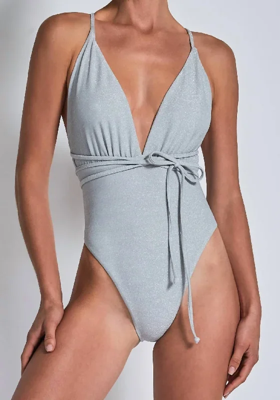 Belle Full Piece Swimsuit In Silver Shimmer