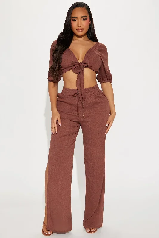 Breezy Nights Linen Swim 2 Piece Cover Up - Chocolate