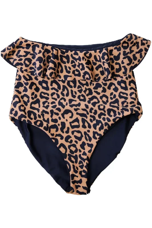 Cabana Reversible Bottoms |  Black & Leopard Print