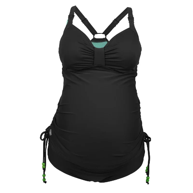 Dark Shake Black Tankini Nursing Maternity Swimsuit Set - Cake