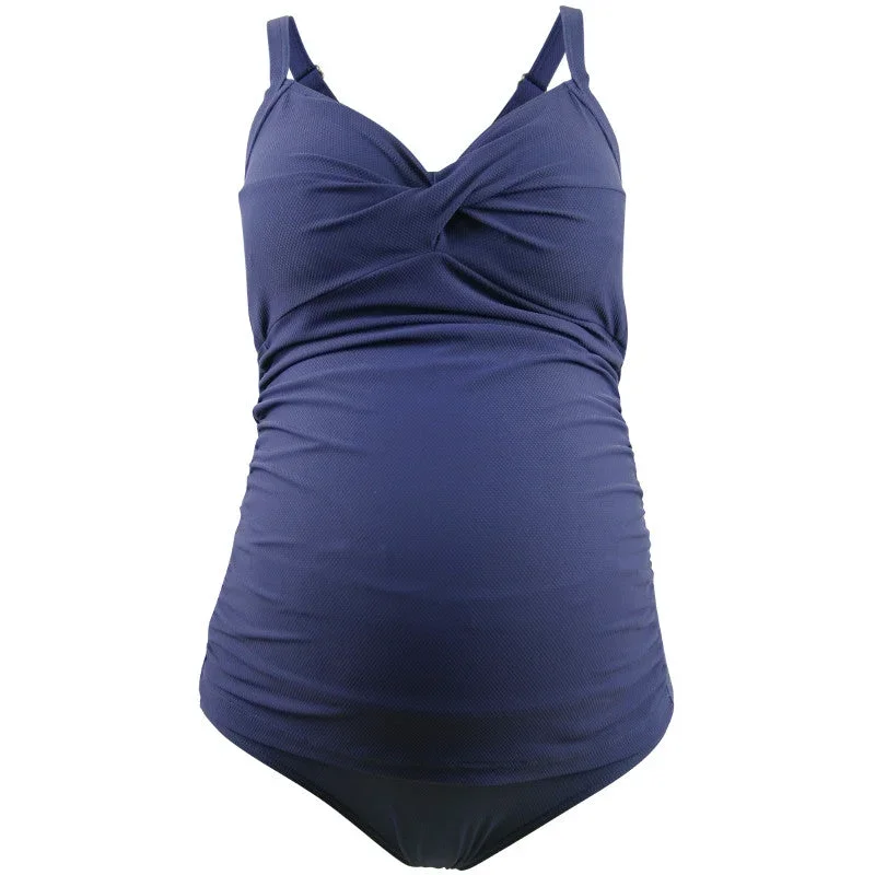 Frappe Navy Blue Tankini Maternity Swimsuit Set - Cake