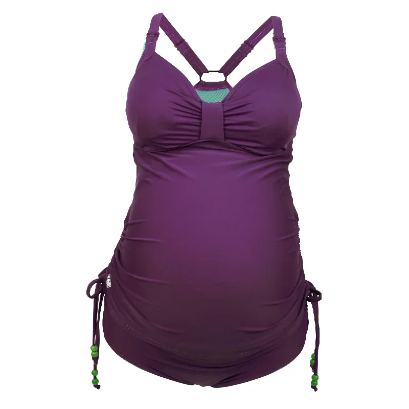 Shake Purple Tankini Nursing Maternity Swimsuit Set - Cake