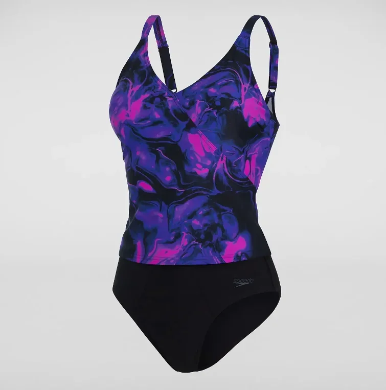 Speedo - Womens Evie Shaping Tankini Black Purple