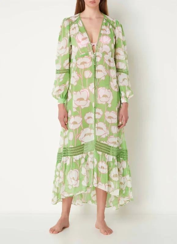 Elisia Floral Maxi Cover Up In Green