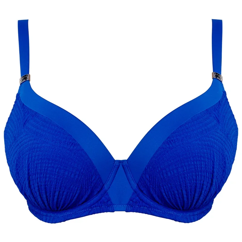 Ottawa Blue Moulded Gathered Bikini Top - Fantasie Swim