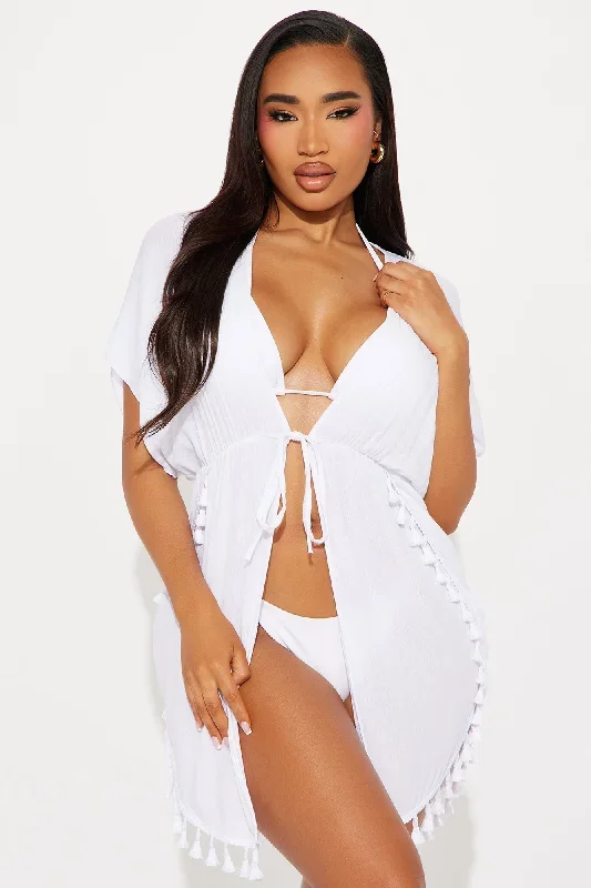 Island Sun Tassel Cover Up Kimono - White