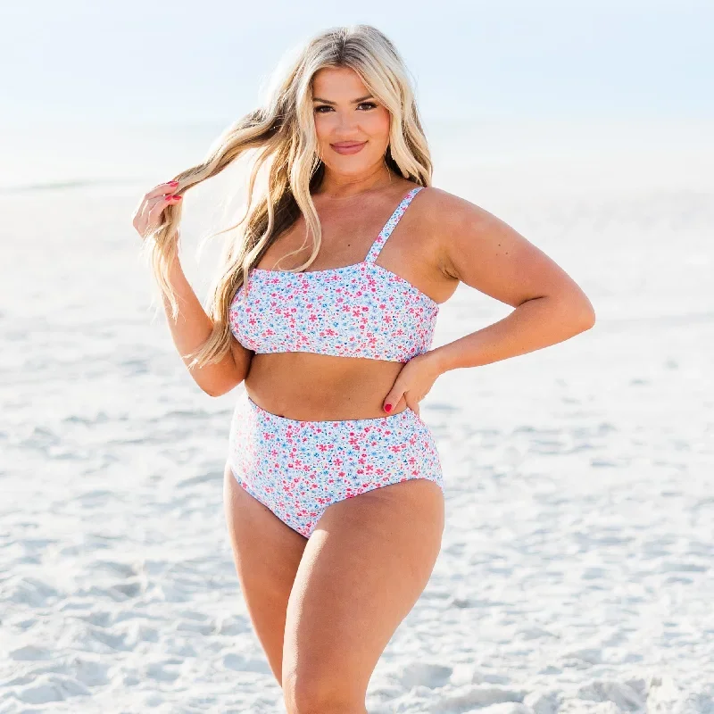 Lakeside Lover Swim Top, White Floral