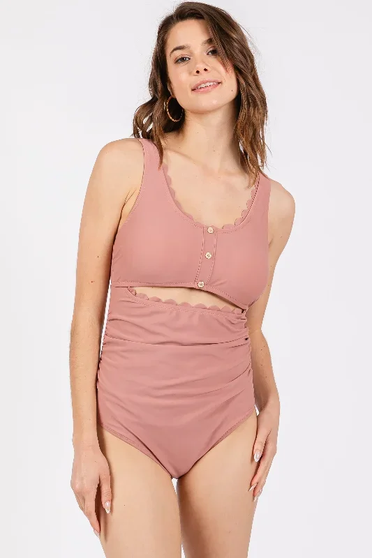 mauve-scalloped-cutout-ruched-maternity-one-piece-swimsuit