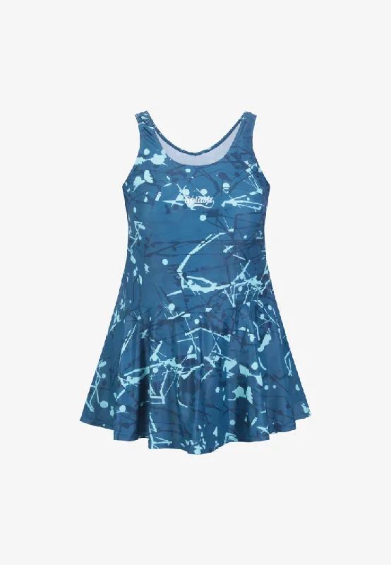 Soak Sleeveless Skirted Swimming Suit - Blue Splatter