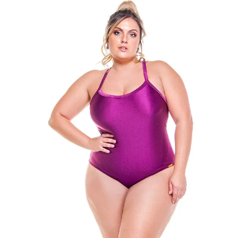 PLUS SIZE CROSS-BACK PADDED SWIMSUIT