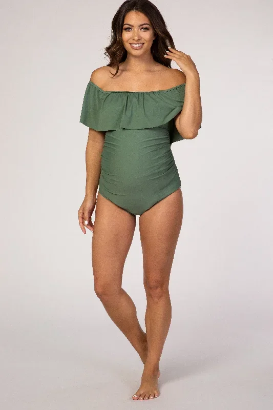 pinkblush-olive-ruffle-trim-ruched-one-piece-maternity-swimsuit