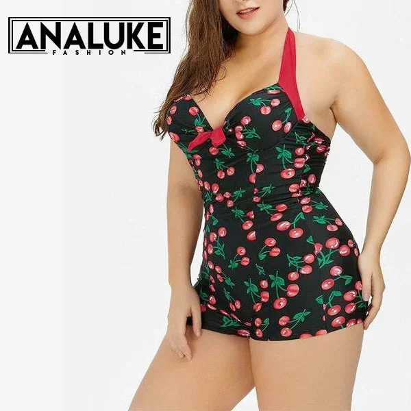 Plus Size Cherry Swimsuit