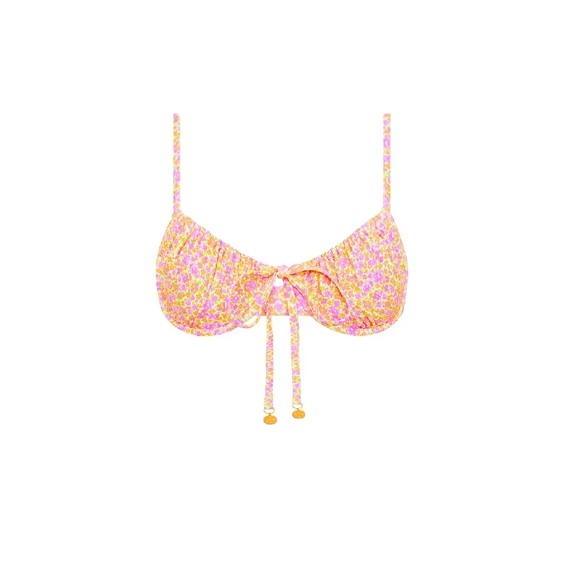 Ruched Underwire Bra Bikini Top - Champagne Blossom