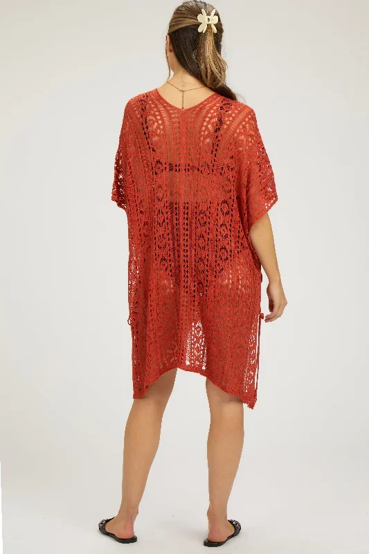 rust-crochet-knit-maternity-swim-cover-up