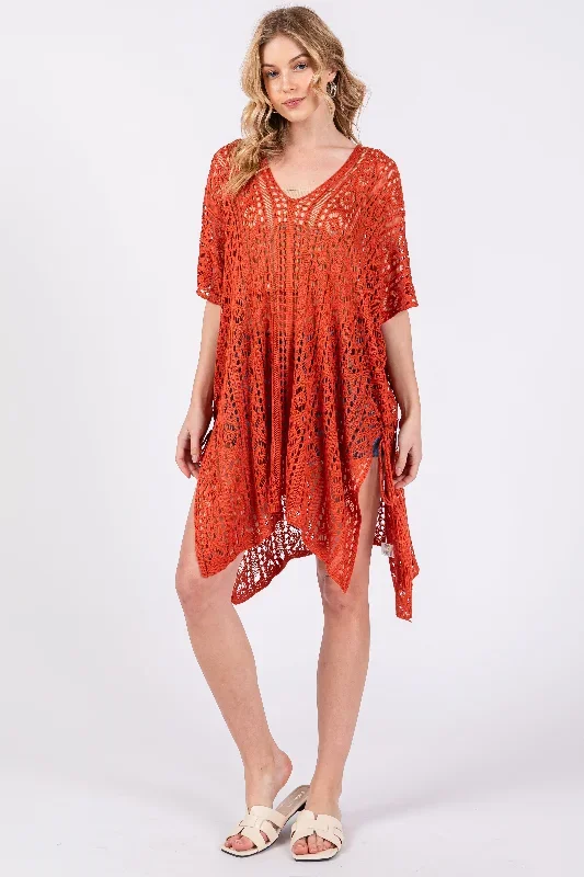 rust-crochet-knit-maternity-swim-cover-up