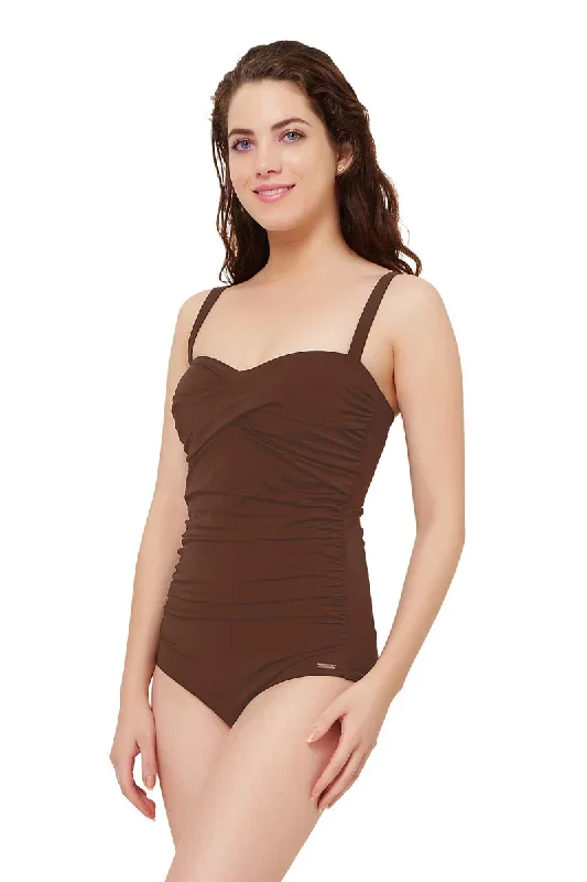 scrap-brown-ruched-one-piece