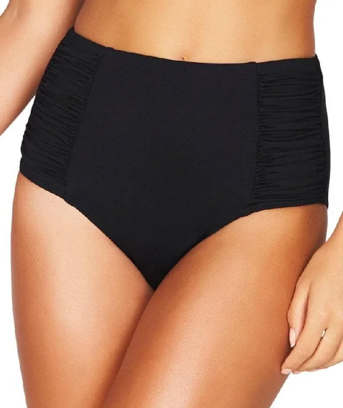 Sea Level Essentials Gathered Side High Waist Brief - Black