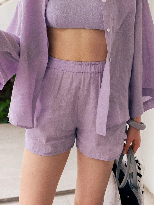 Solid Color Linen Shorts