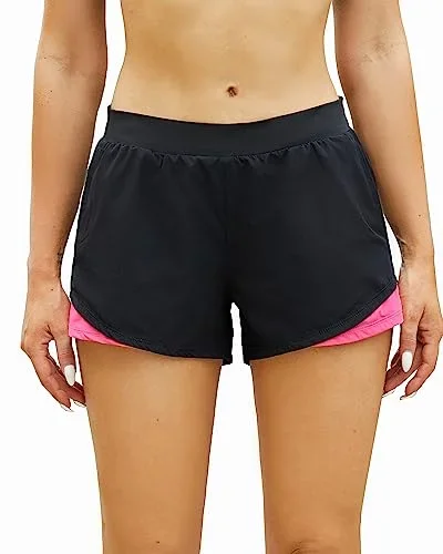 Sport Athletic Workout Shorts with Lightweight Mesh Liner for Women