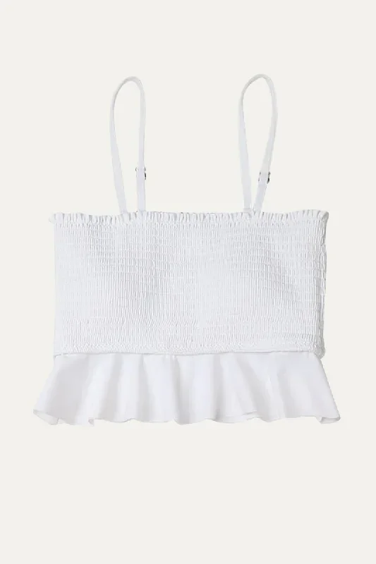 Fashion-forward Cami Top White Ruffle Bandeau Bikini Top