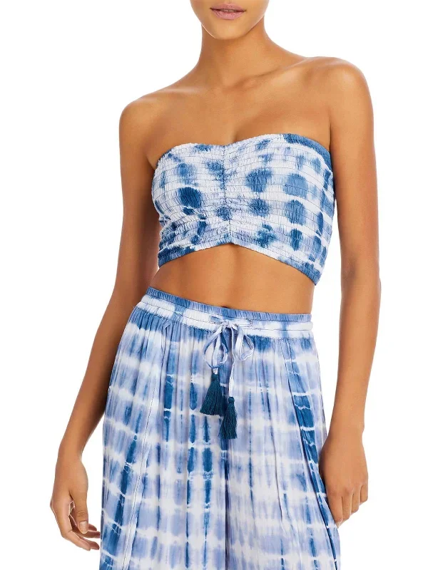 Womens Tie-Dye Cropped Cover-Up